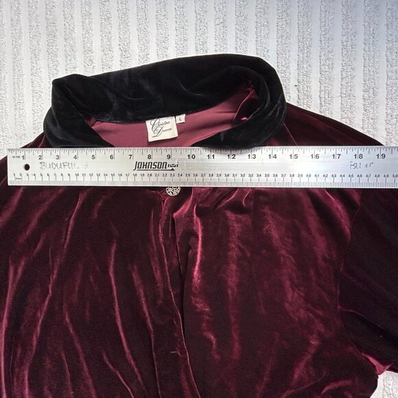 Christine Damen Womens Blazer Jacket Large Burgundy Velvet Long Sleeve Stretch - Picture 5 of 7